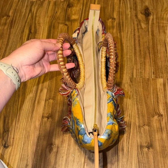 Sam Edelman women’s purse hand bag Adira straw tote Aztec multi fabric boho - Picture 5 of 9